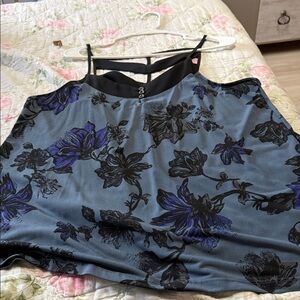 Maurices Blue Floral Cold-Shoulder Camisole